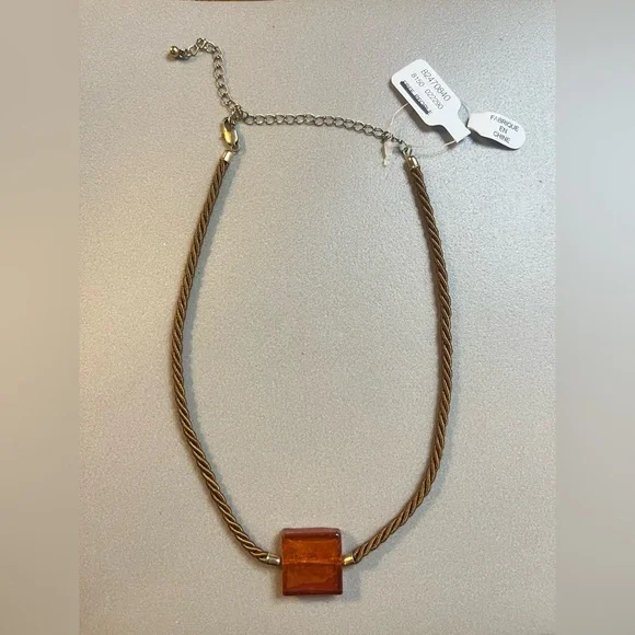 [Free People] NWT Glass Square Twisted Rope Choker Necklace - Picture 4 of 7